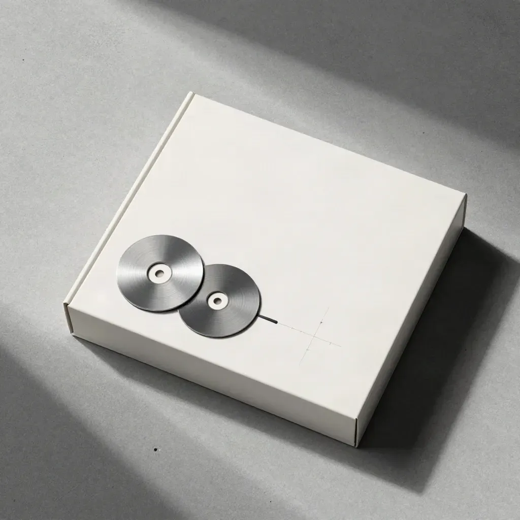 Överifrån en o-brandad startbox för Google Ads med två målskivor och en tunn kabel.
